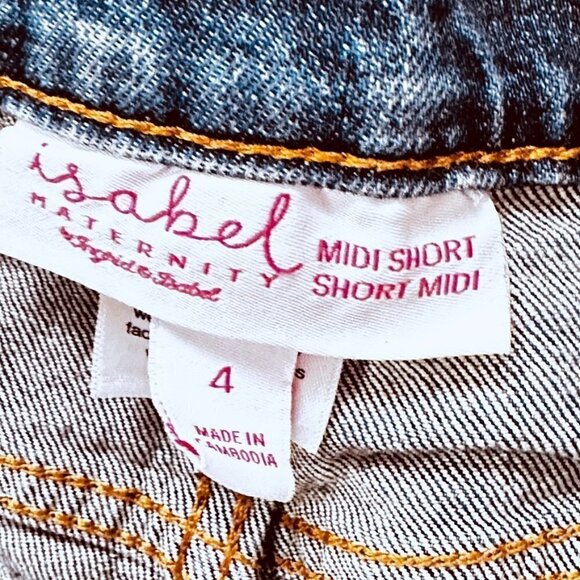 Isabel Maternity by Ingrid & Isabel Denim Hot Shorts Size 4 Jeans Blue Midi - Picture 4 of 5